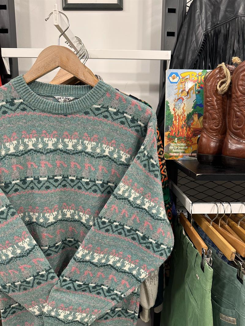 Vintage Shetland Wool Unisex Kazak