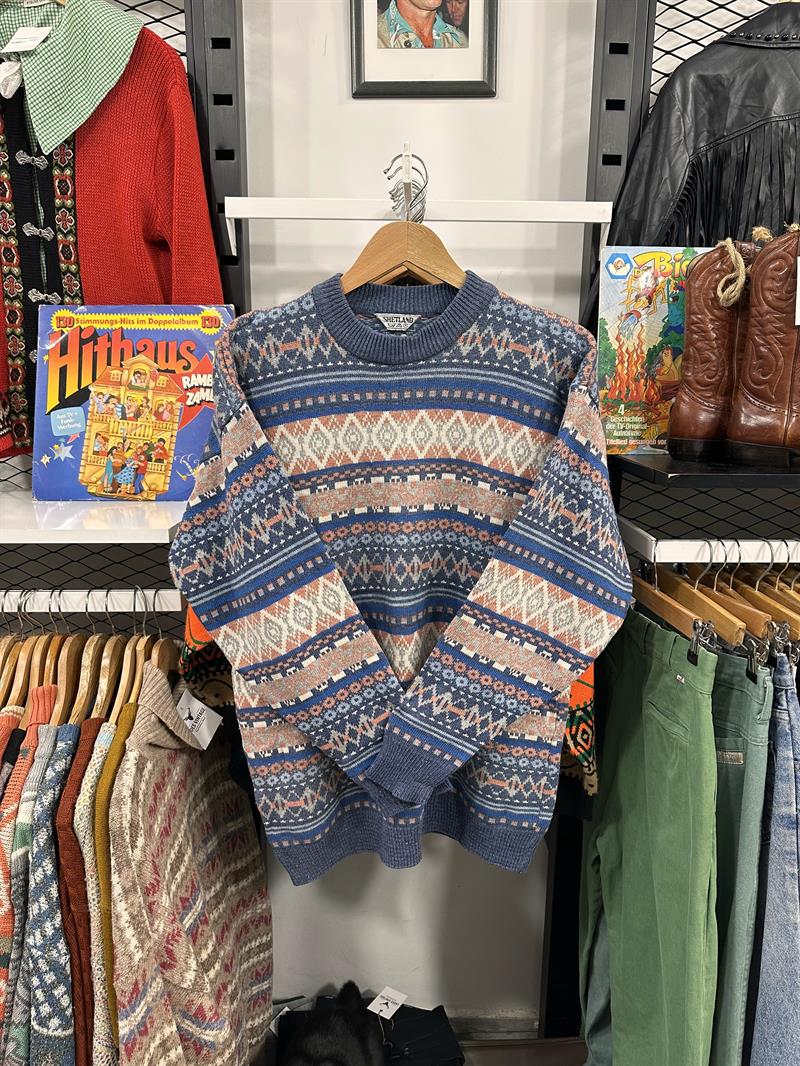 Vintage Shetland Wool Unisex Kazak