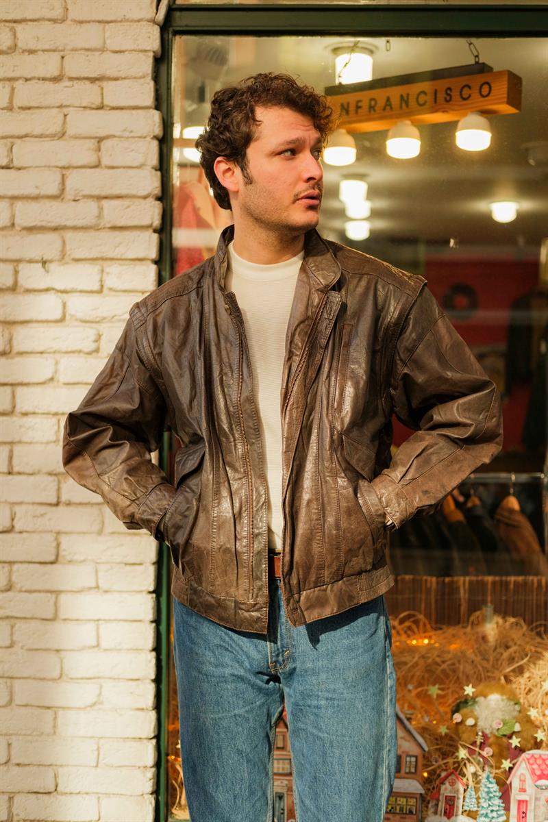 Vintage Trapper Bomber Unisex Deri Ceket