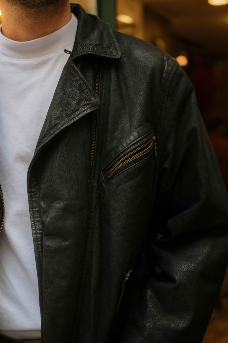 Vintage Unisex Biker Deri Ceket