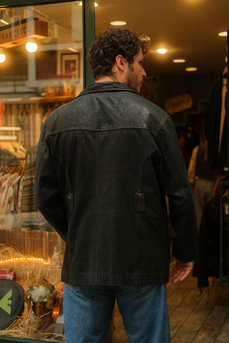 Vintage Unisex Biker Deri Ceket