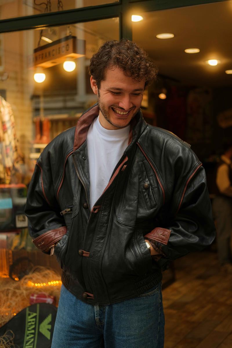VİNTAGE UNİSEX BOMBER DERİ CEKET