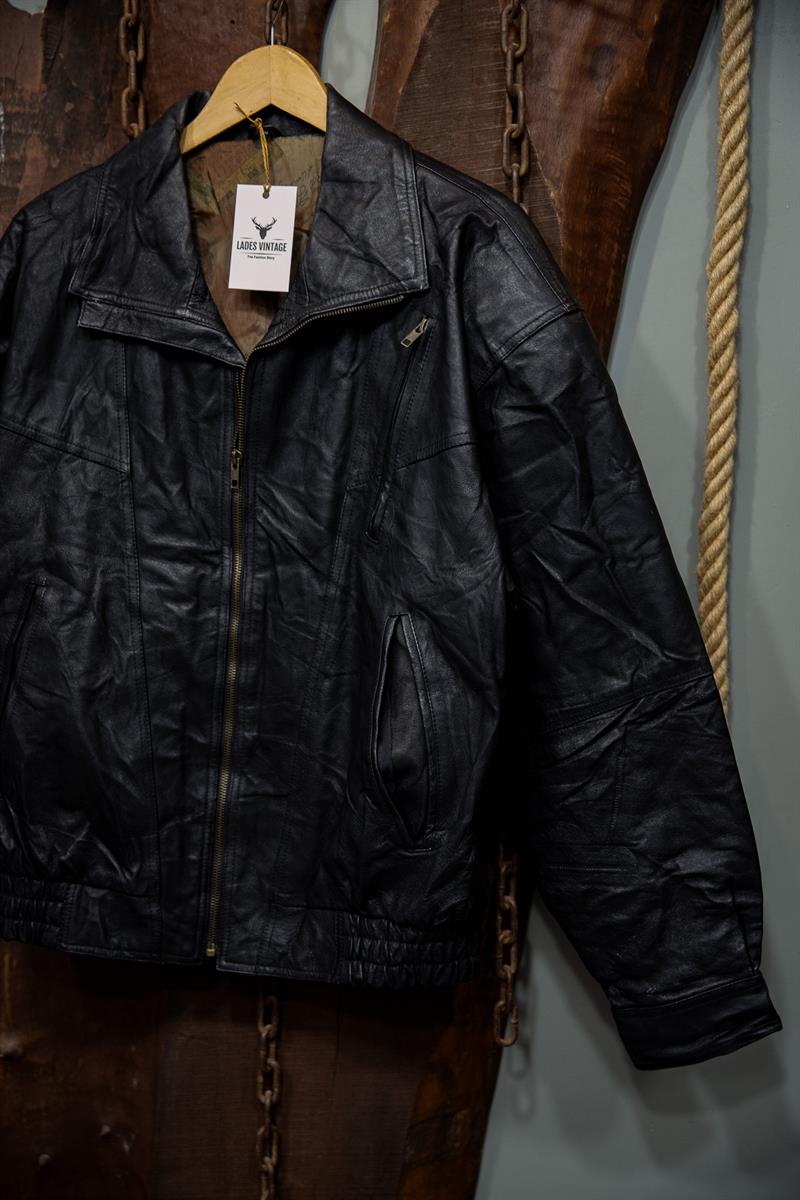 Vintage Unisex Bomber Deri Ceket