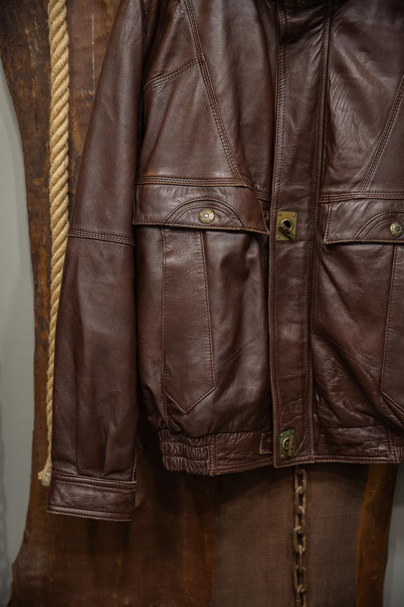 Vintage Unisex Bomber Deri Ceket