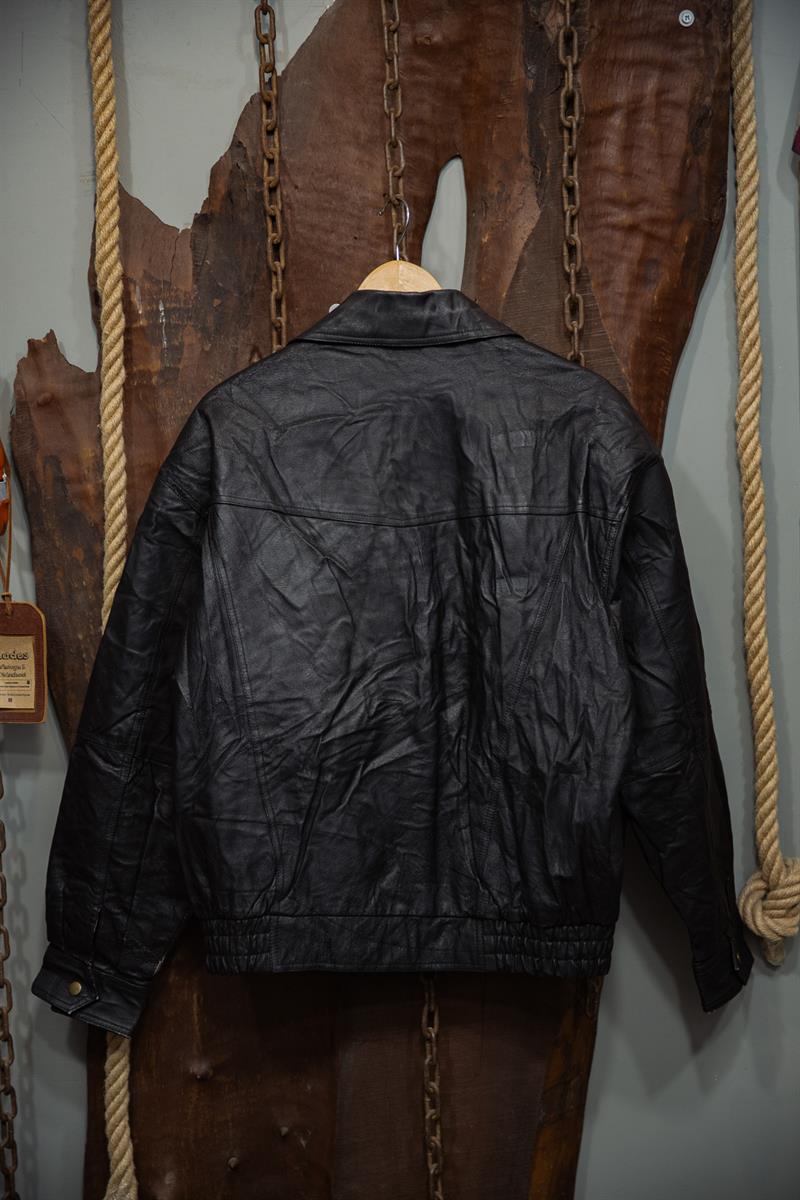 Vintage Unisex Bomber Deri Ceket