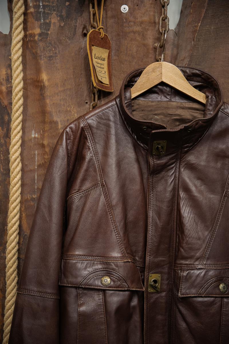 Vintage Unisex Bomber Deri Ceket