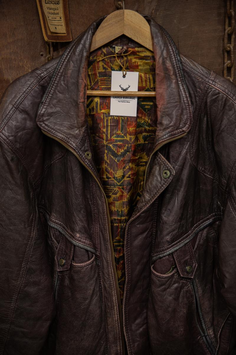 VINTAGE UNISEX BOMBER DERİ CEKET