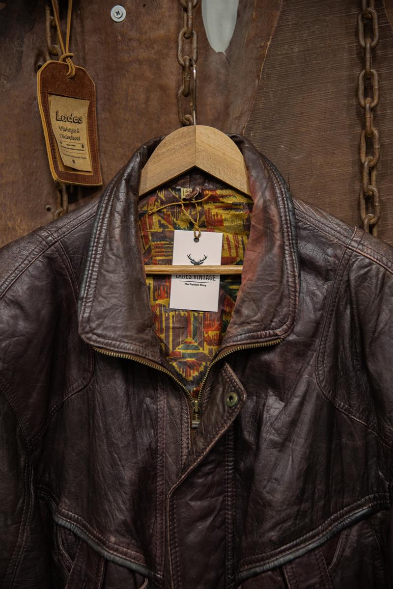 VINTAGE UNISEX BOMBER DERİ CEKET