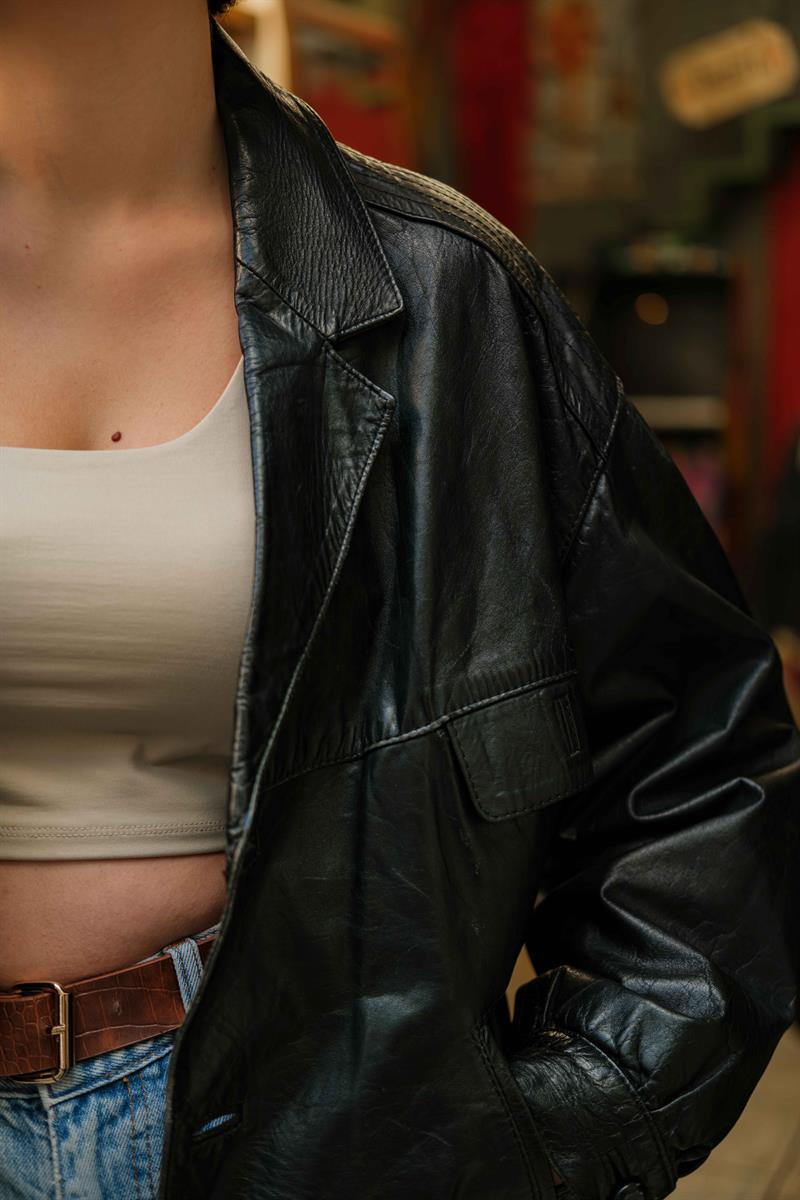 VİNTAGE  UNİSEX DERİ CEKET