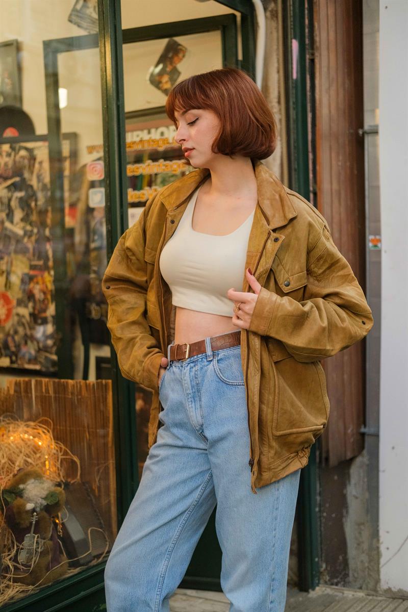 Vintage Unisex Deri Ceket