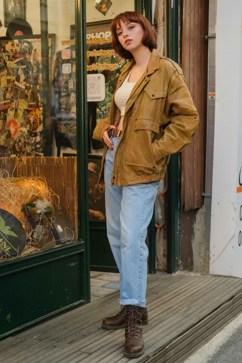 Vintage Unisex Deri Ceket