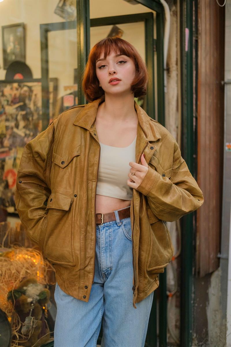 Vintage Unisex Deri Ceket