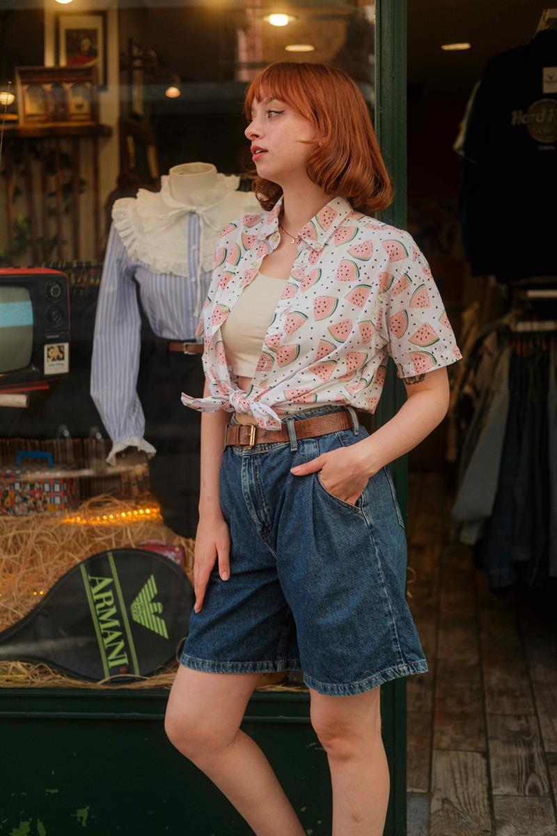 VİNTAGE UNİSEX DESENLİ GÖMLEK