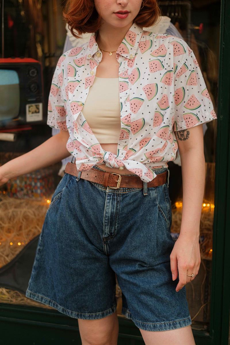 VİNTAGE UNİSEX DESENLİ GÖMLEK