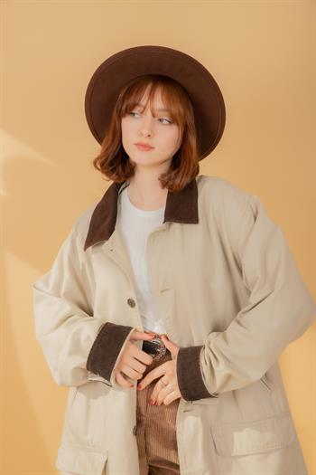 Vintage Unisex Kadife Detaylı Ceket