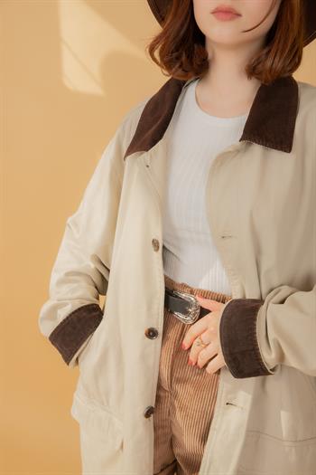 Vintage Unisex Kadife Detaylı Ceket