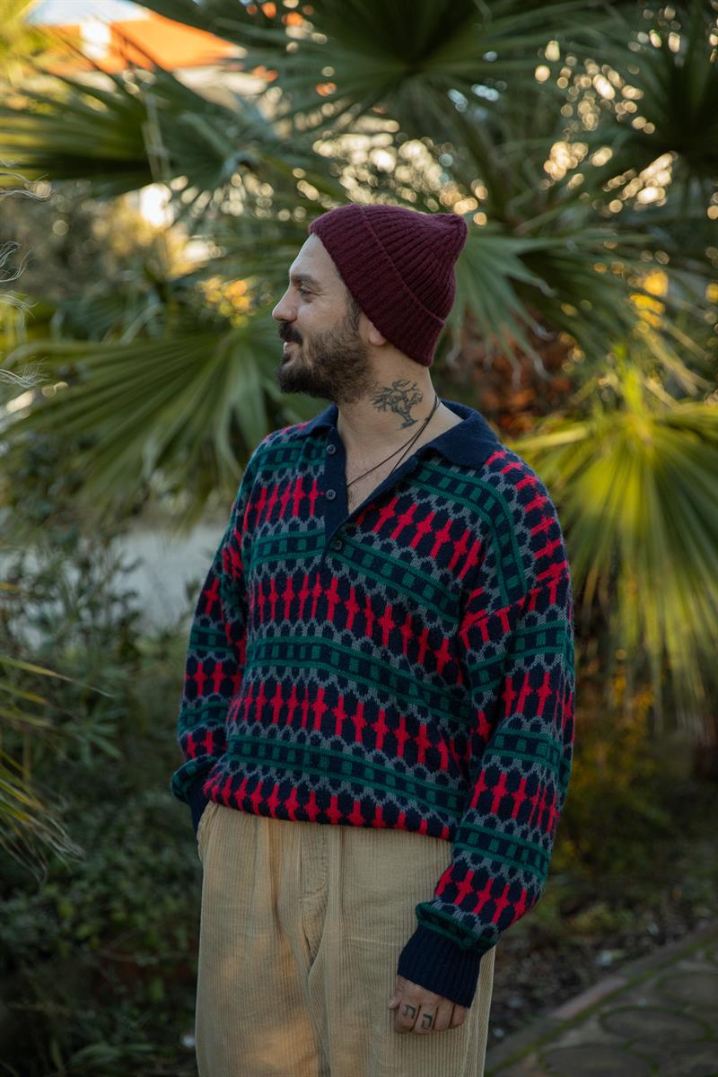Vintage Unisex Renkli Kazak