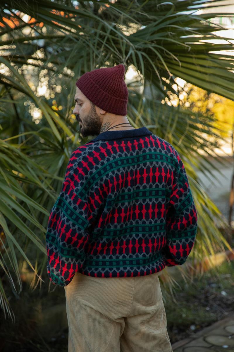 Vintage Unisex Renkli Kazak