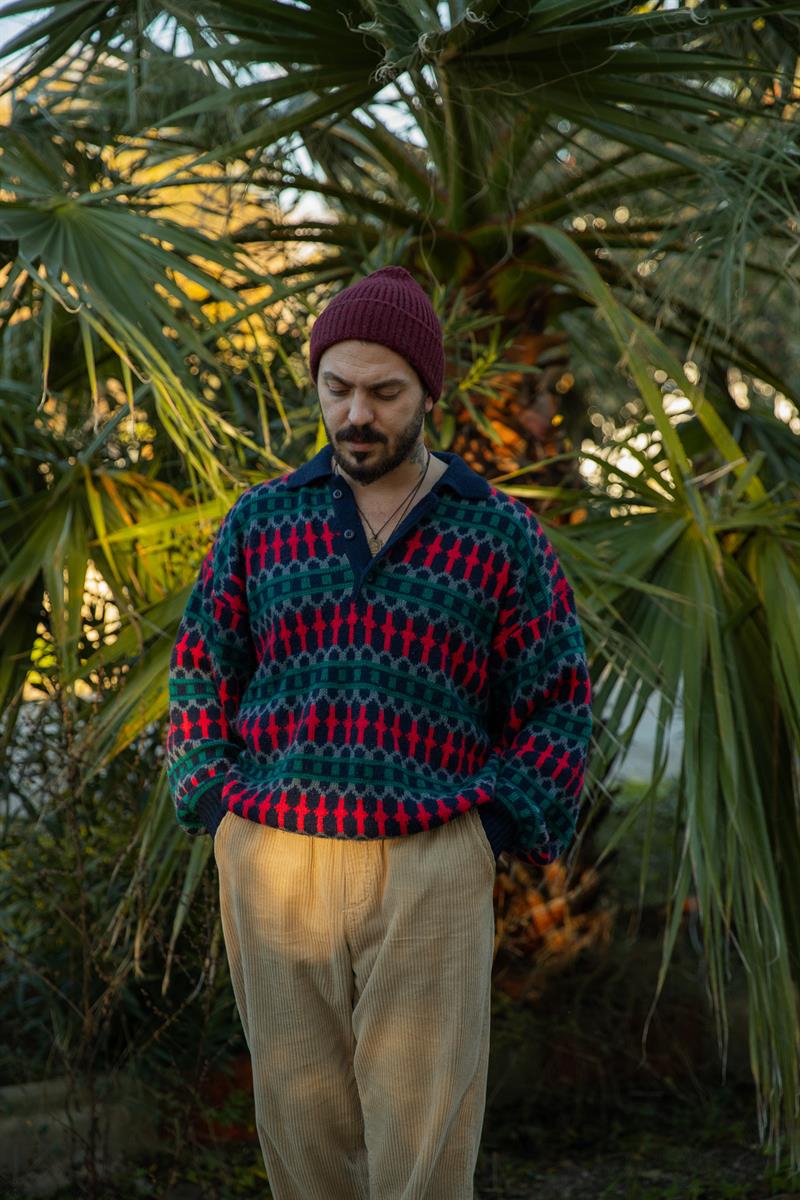 Vintage Unisex Renkli Kazak