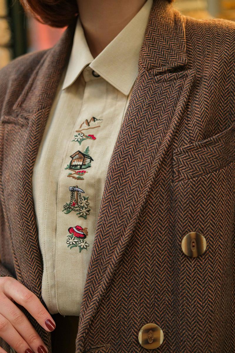 Vintage Wool Balıksırtı Kahve Ceket