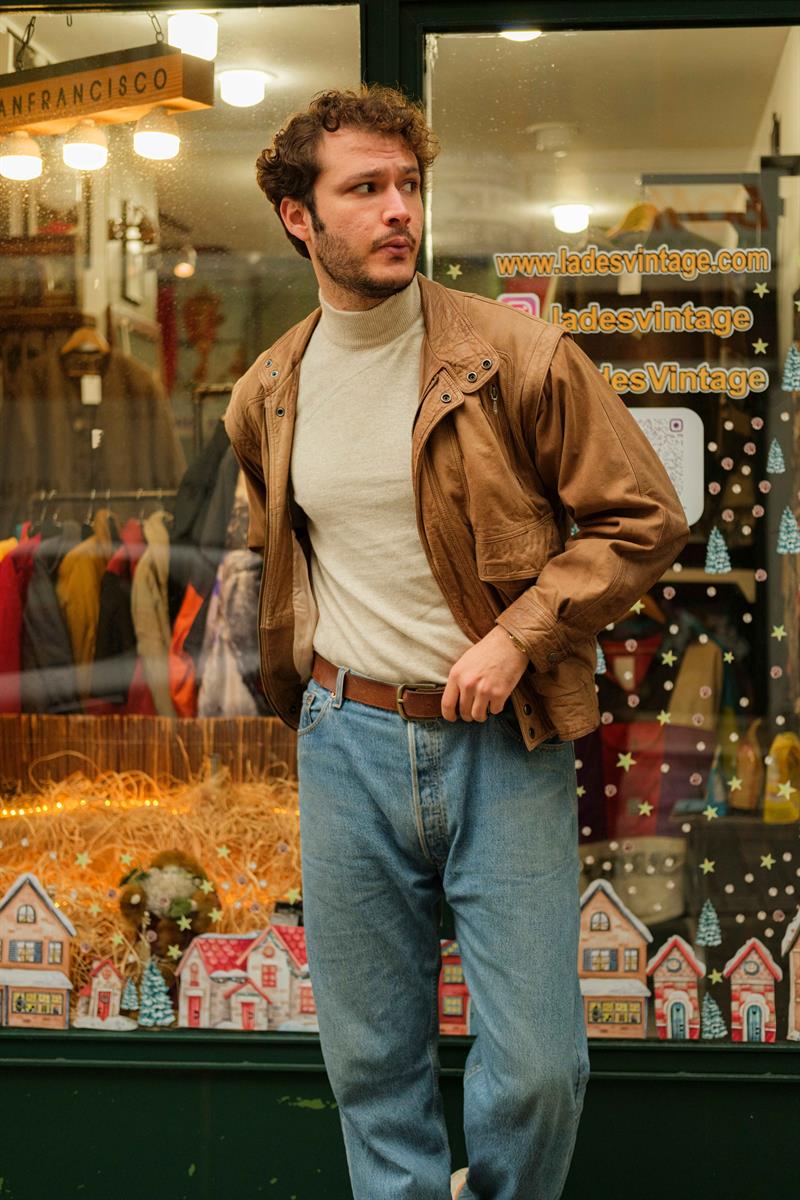 Vintage Bomber Unisex Deri Ceket