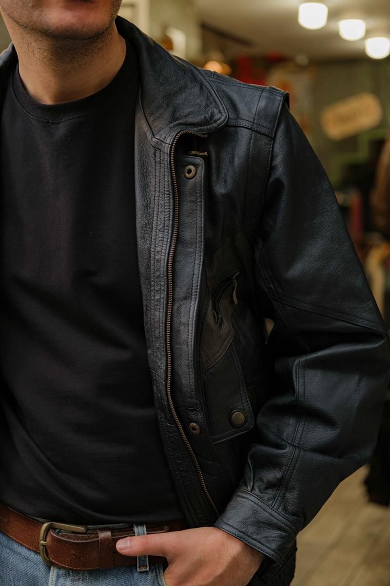 Vintage Yelekli Bomber Unisex Deri Ceket