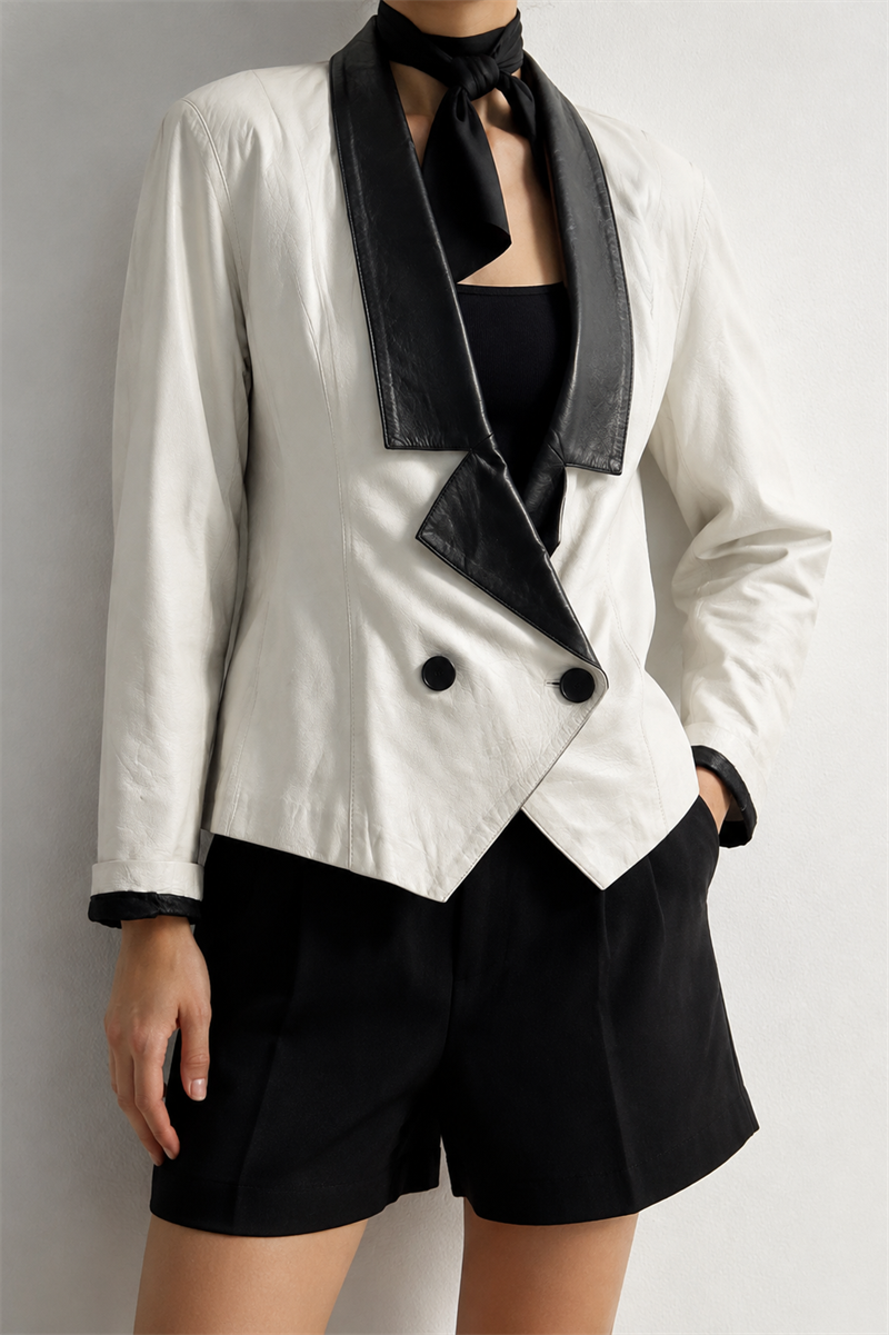 White&Black 1990s Blazer Deri Ceket