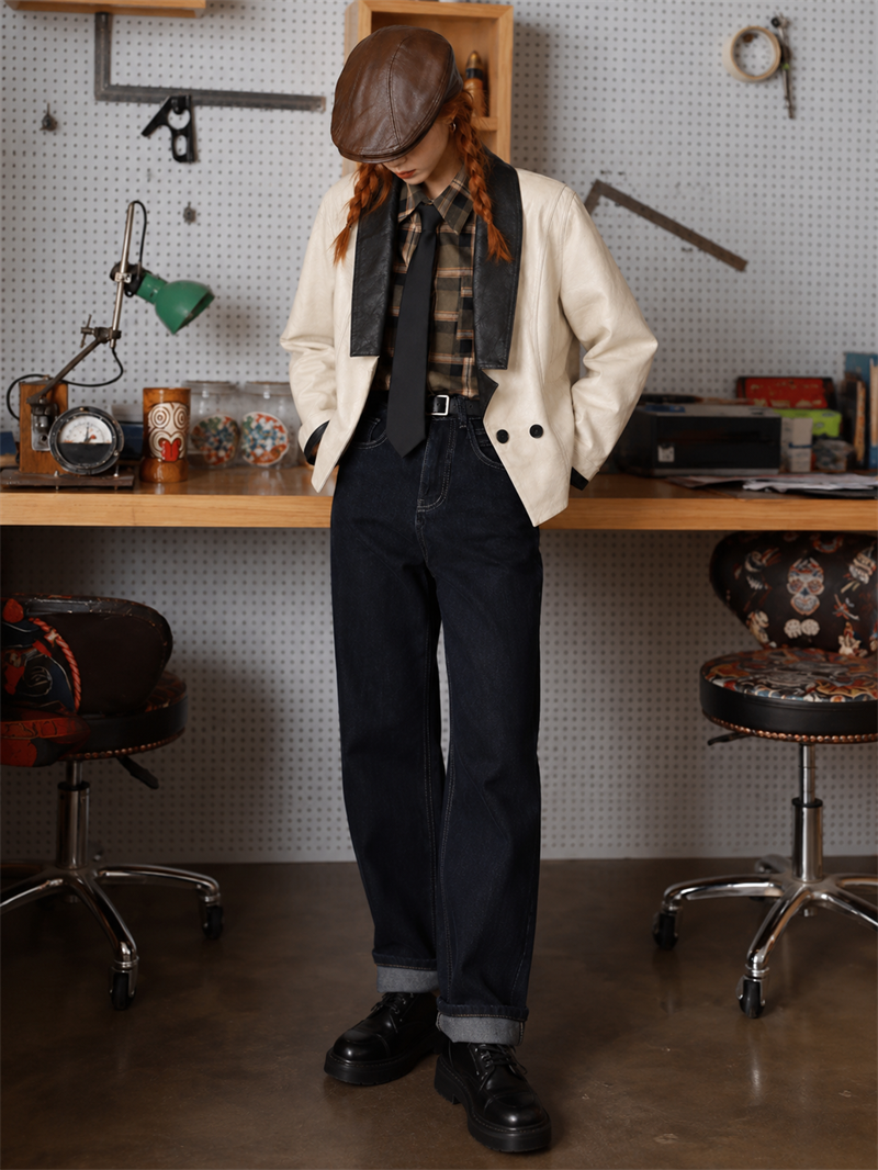 White&Black 1990s Blazer Deri Ceket