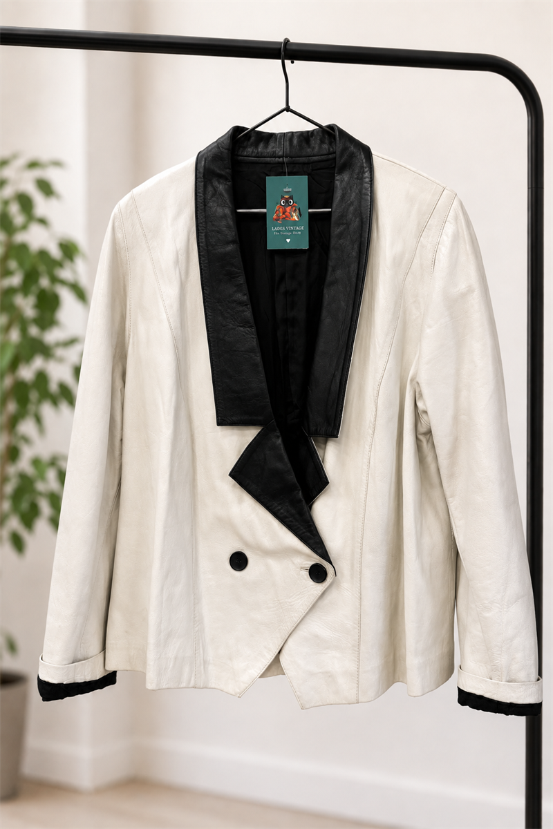 White&Black 1990s Blazer Deri Ceket