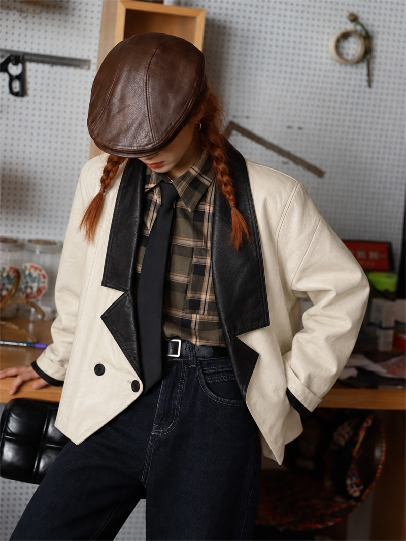 White&Black 1990s Blazer Deri Ceket