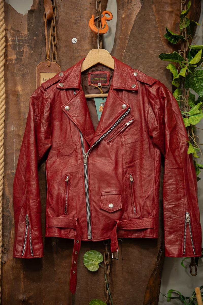 Wine Red 80s/90s Biker Deri Ceket