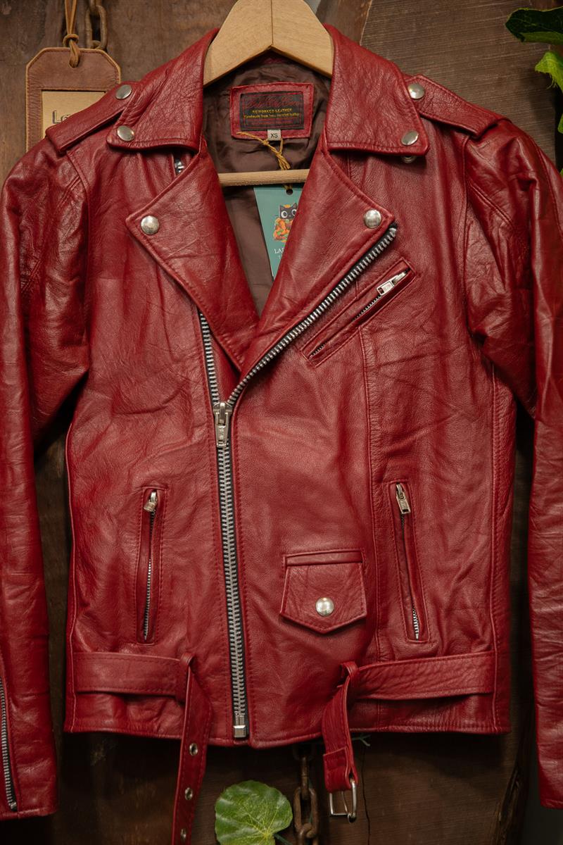 Wine Red 80s/90s Biker Deri Ceket