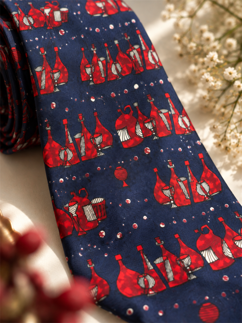 Wine Red Print Kravat