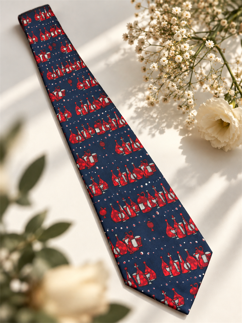 Wine Red Print Kravat