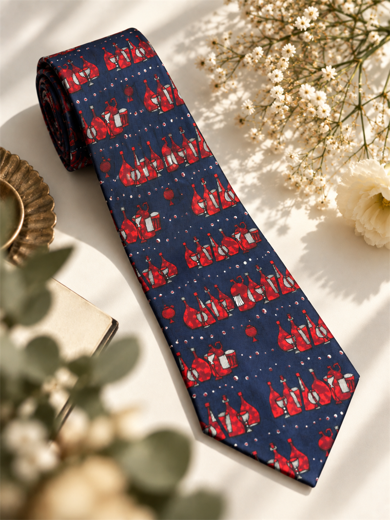 Wine Red Print Kravat