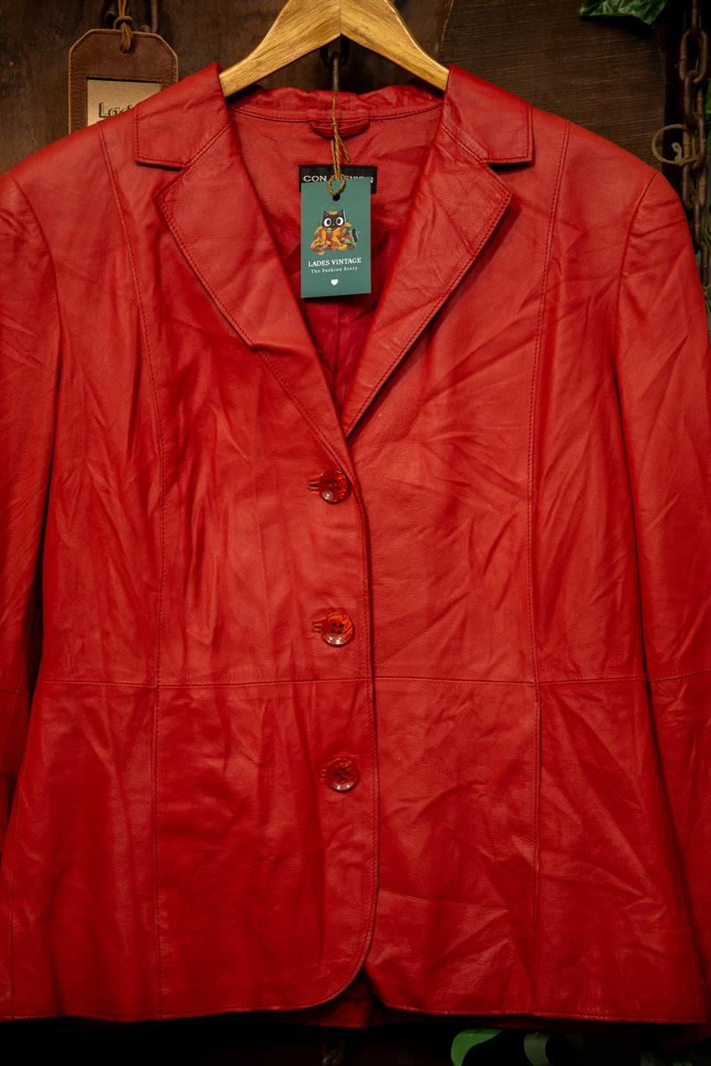 Y2K 90s Red Blazer Deri Ceket