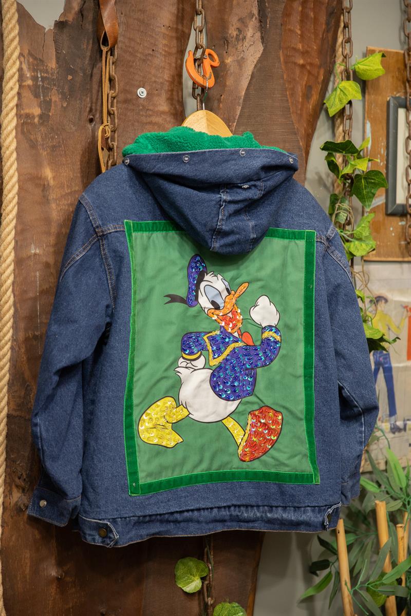 Y2K Cartoon Donald Duck Kot Ceket