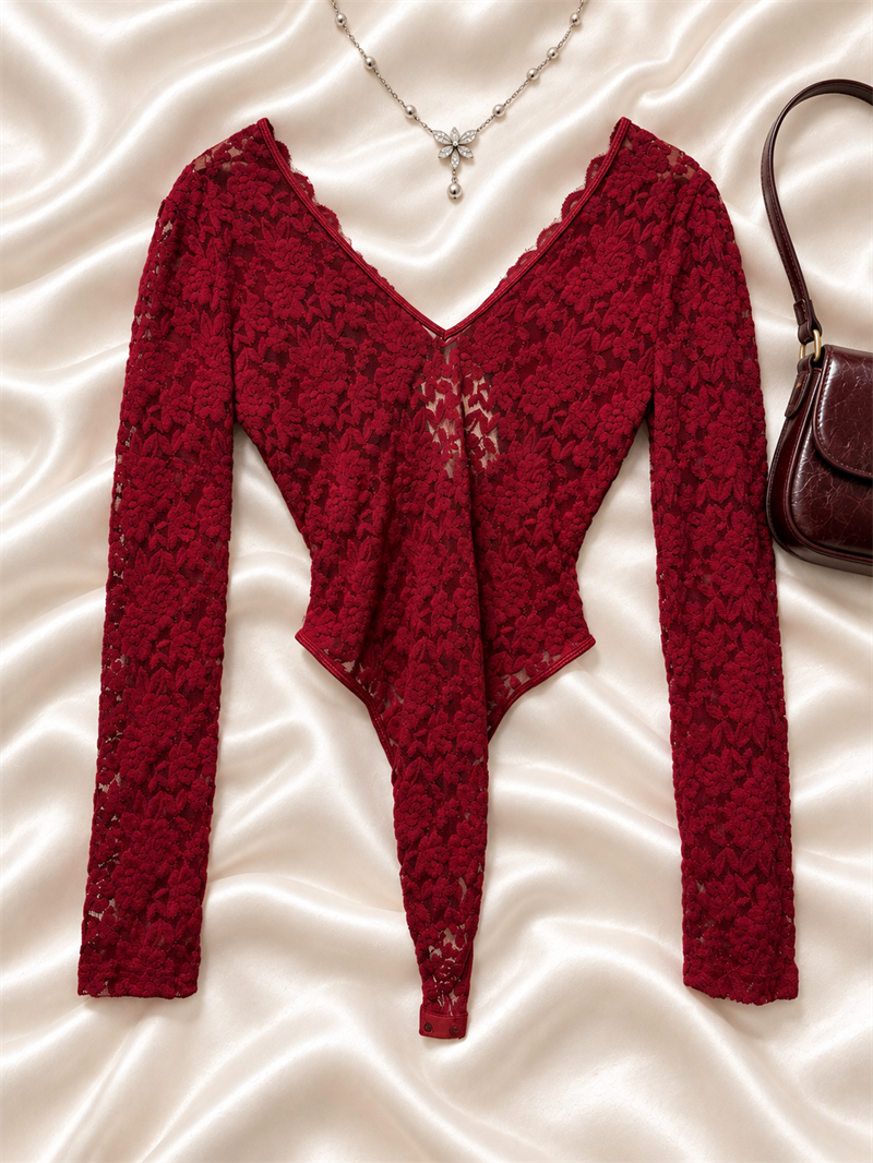 Y2K Dantelli&Büzgülü Bodysuit