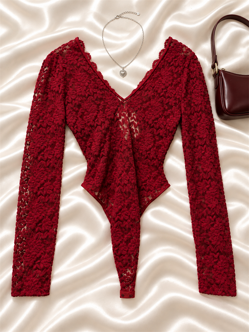Y2K Dantelli&Büzgülü Bodysuit