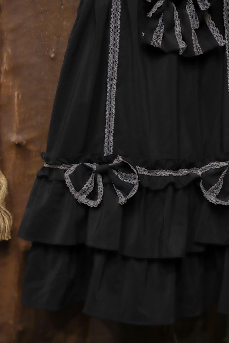 Y2K Dark Black Dantel Elbise