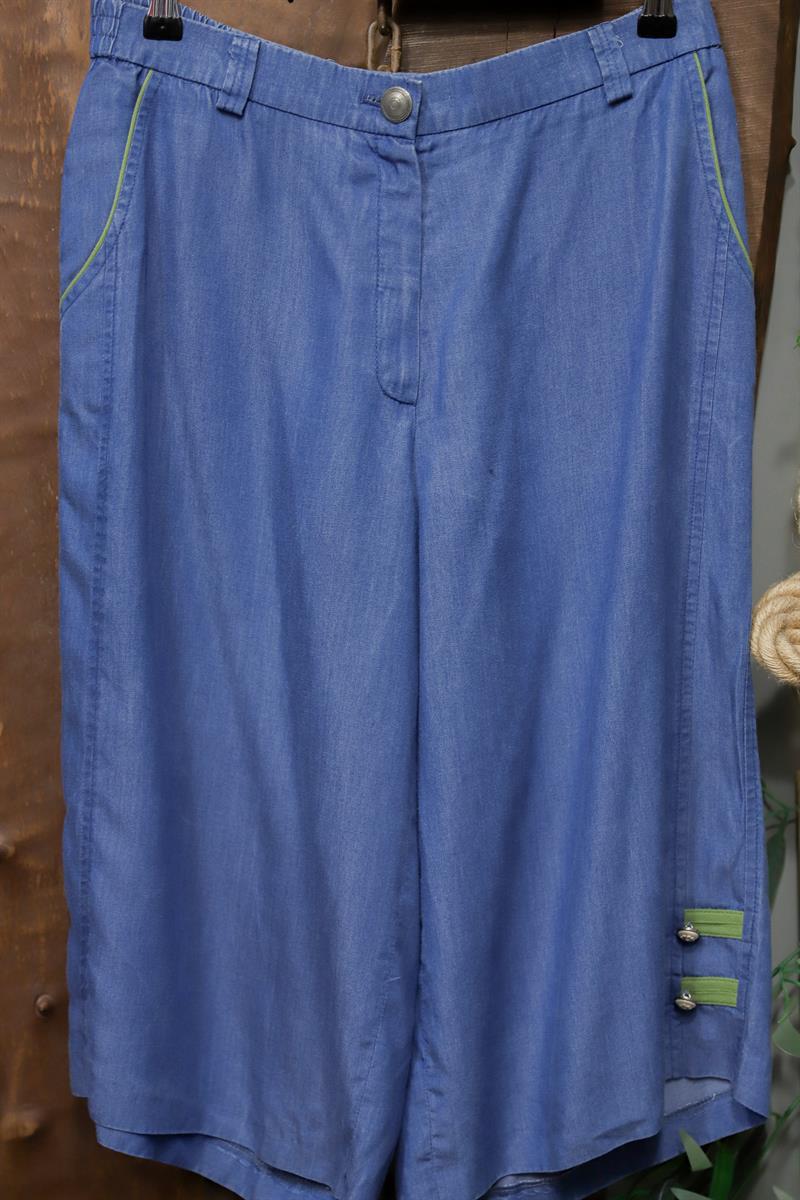 Y2K Dikişli Blue Denim Şort