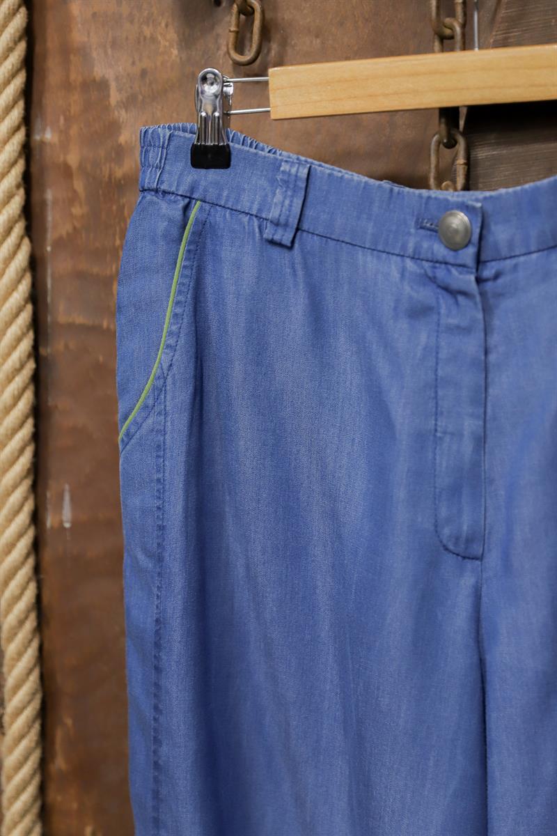 Y2K Dikişli Blue Denim Şort