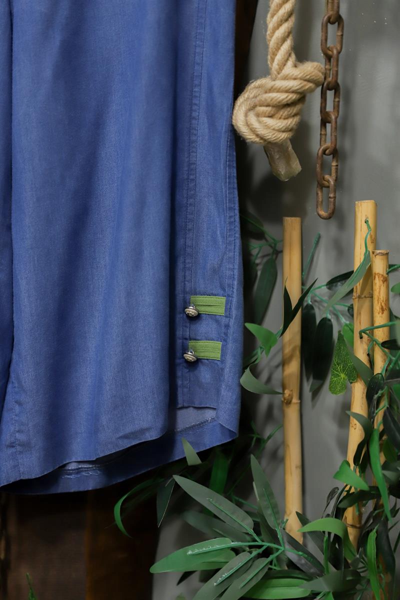 Y2K Dikişli Blue Denim Şort