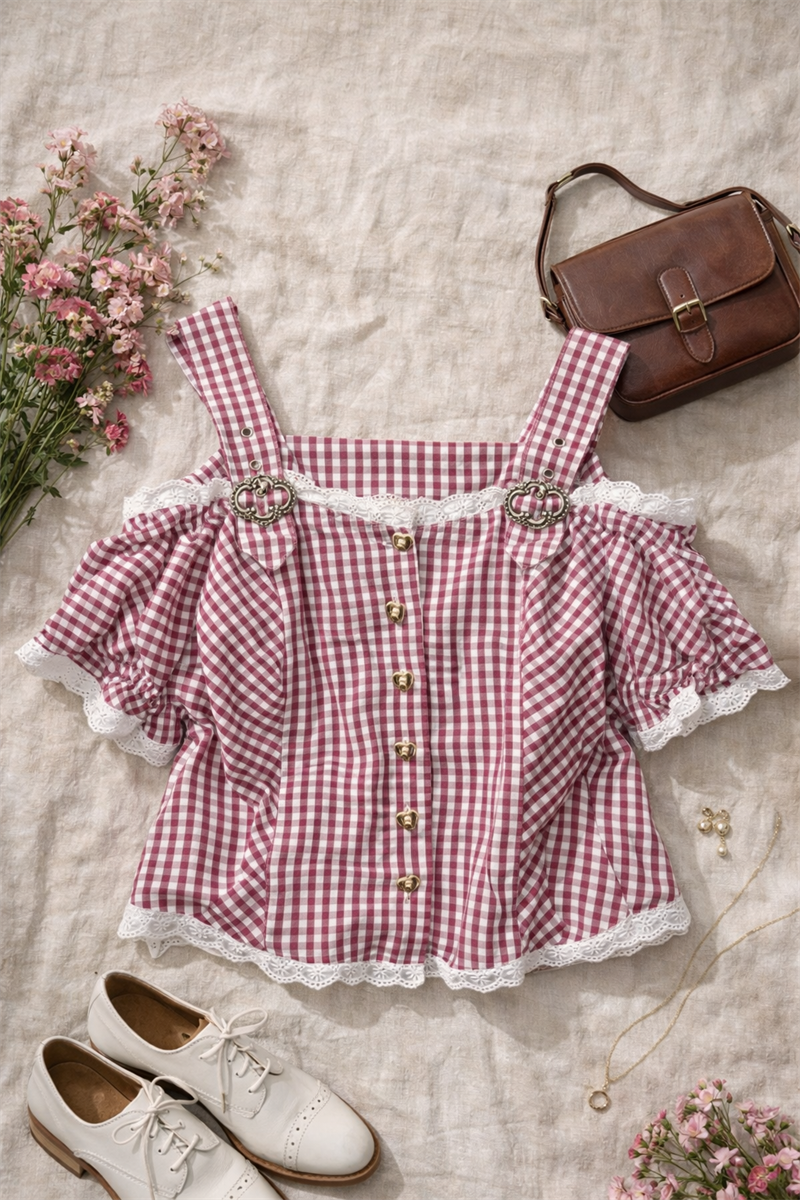 Y2K Ekose Gingham Crop
