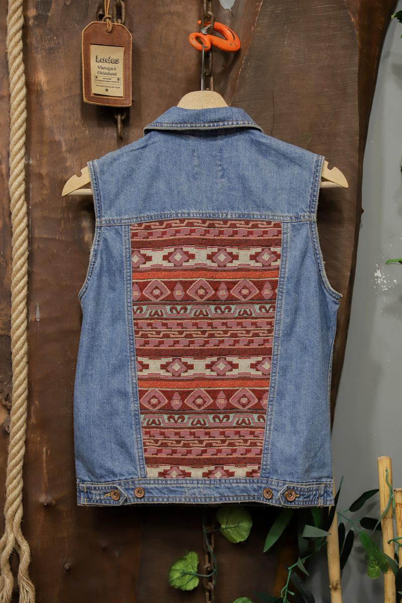 Y2K Ethnic Kilim Desen Kot Yelek/Ceket