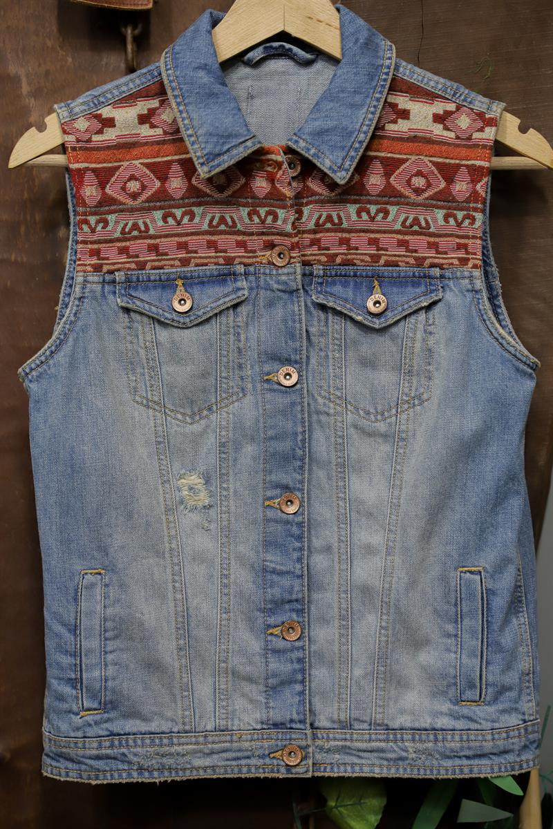 Y2K Ethnic Kilim Desen Kot Yelek/Ceket