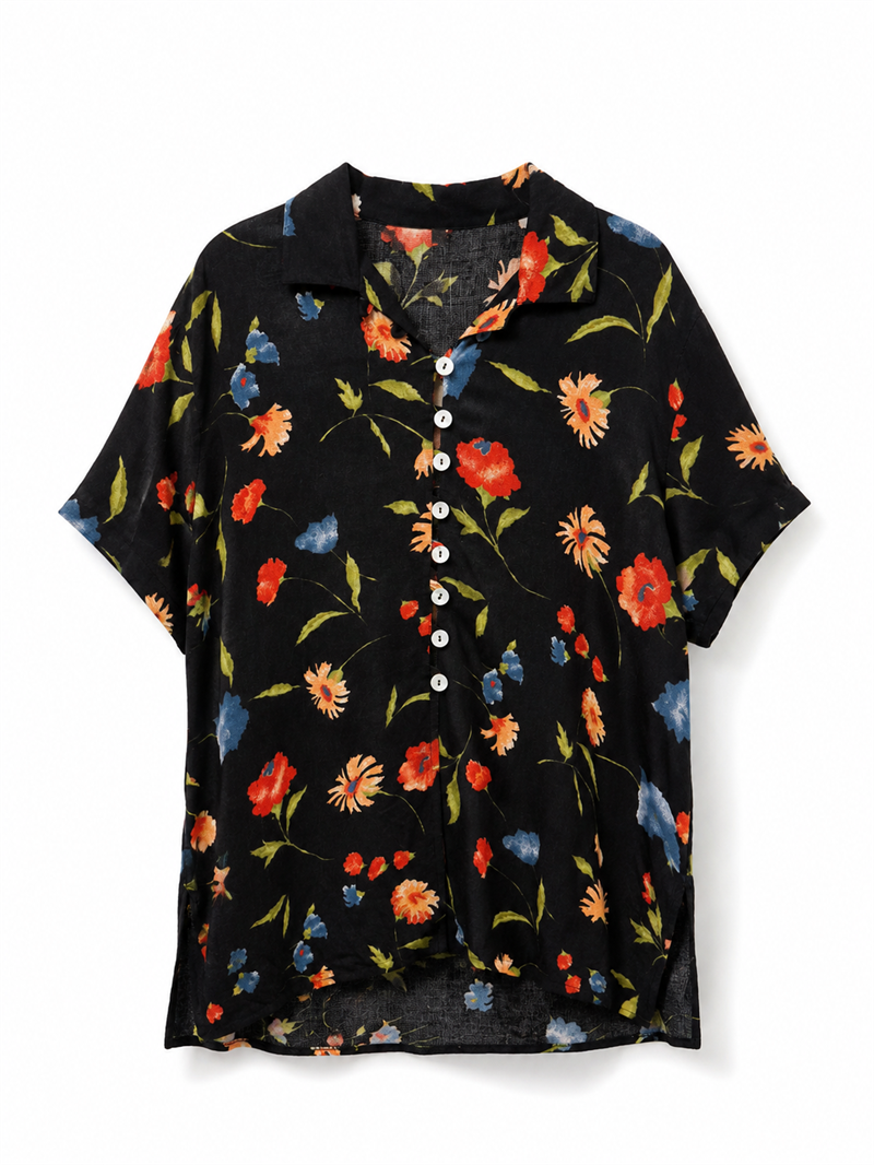 Y2K Floral Desenli Salaş Gömlek