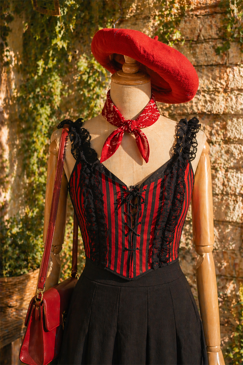 Y2K Gothic Dantel Bluz