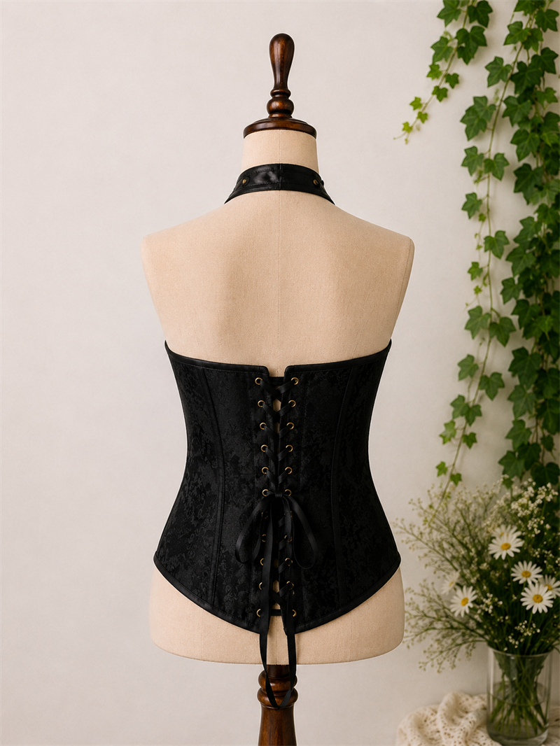 Y2K Metallic Gothic Black Korse