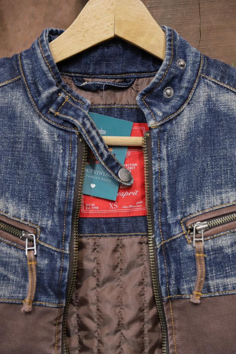 Y2K Moto Denim PatchWork Ceket